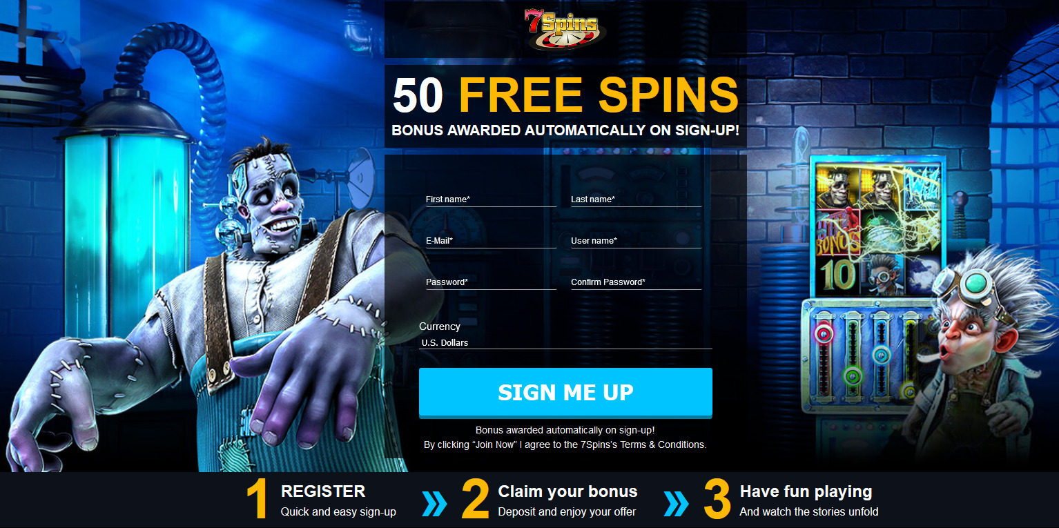 7 Spins Casino - 50 FREE SPINS FRANKEN SLOT